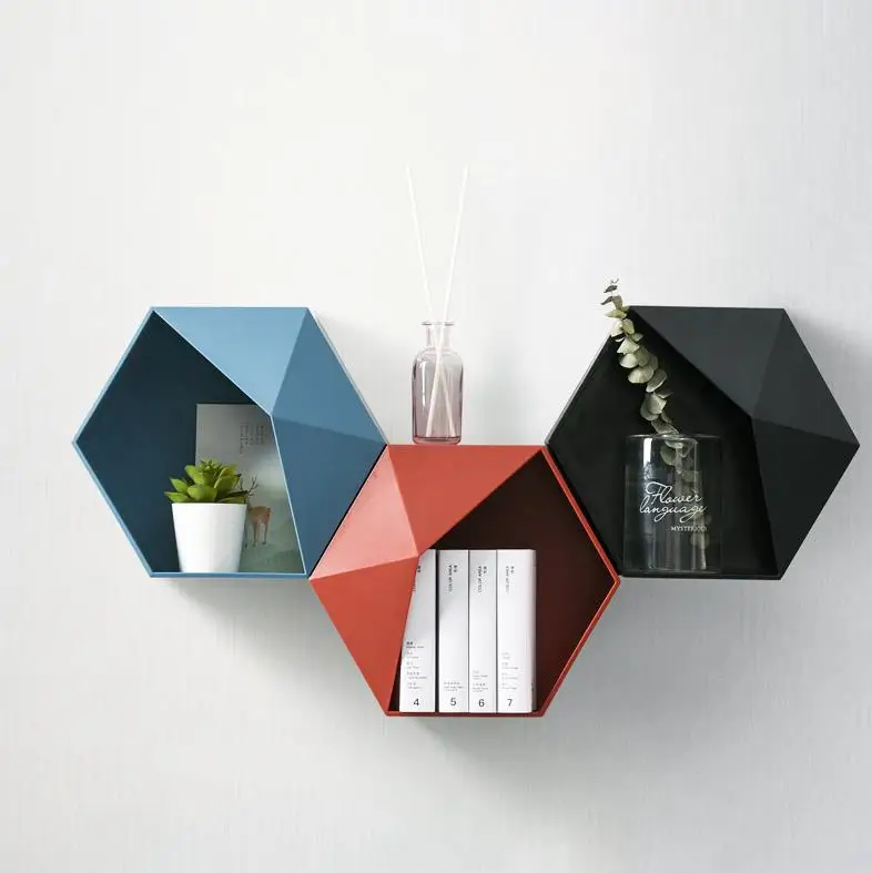 Геометрическая Шестигранная стойка для хранения настенное крепление плавающая