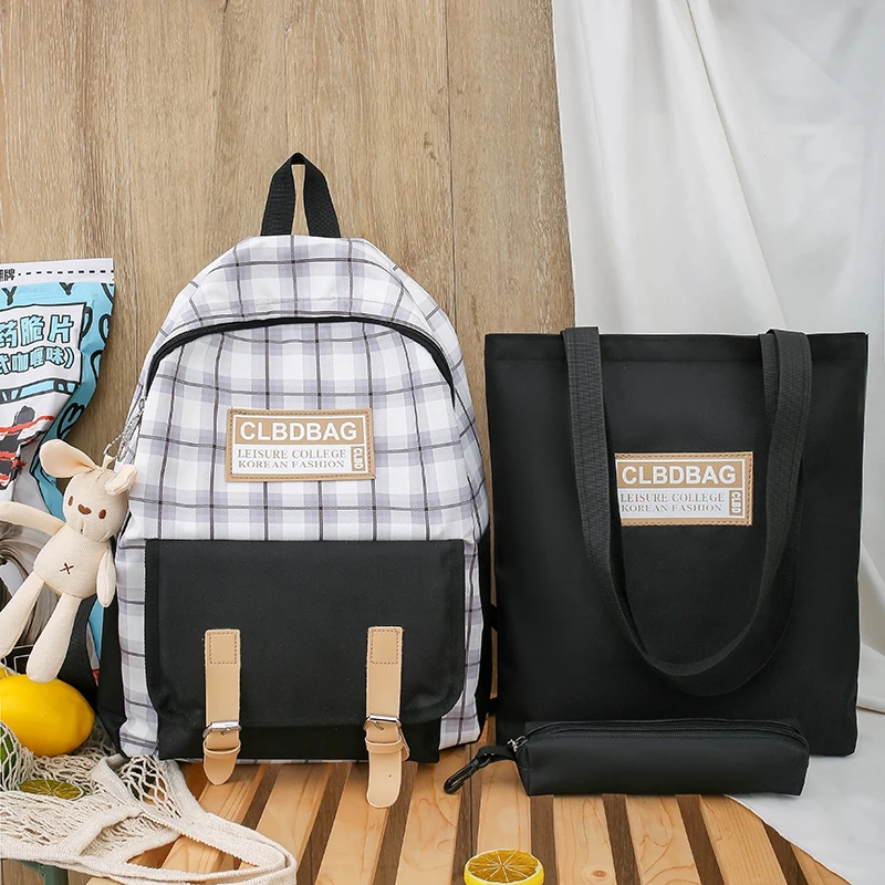 Роскошные Брендовые женские школьные рюкзаки 4 шт./компл. в клетку для девочек