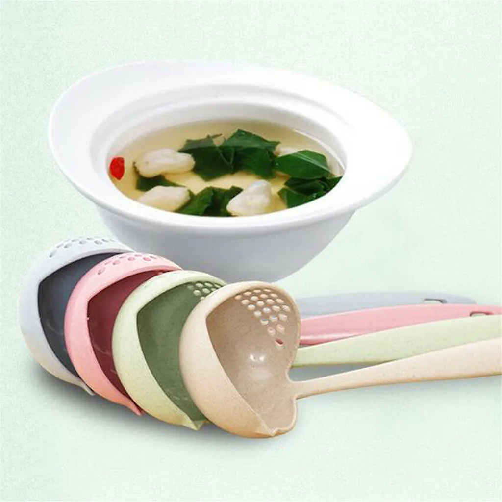 2 in 1 Soup Spoon Long Handle Creative Porridge Filter Dinnerware Cooking Tools Grid Scoop Kitchen Colanders Garden | Дом и сад