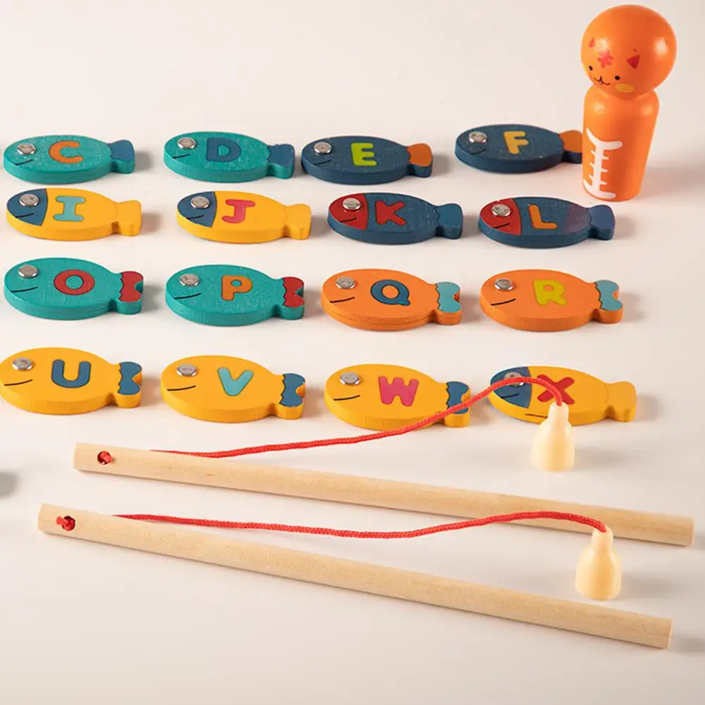 Раннее детство игра кошка ловля рыбы магнитная игрушка деревянная рыба Рыбалка