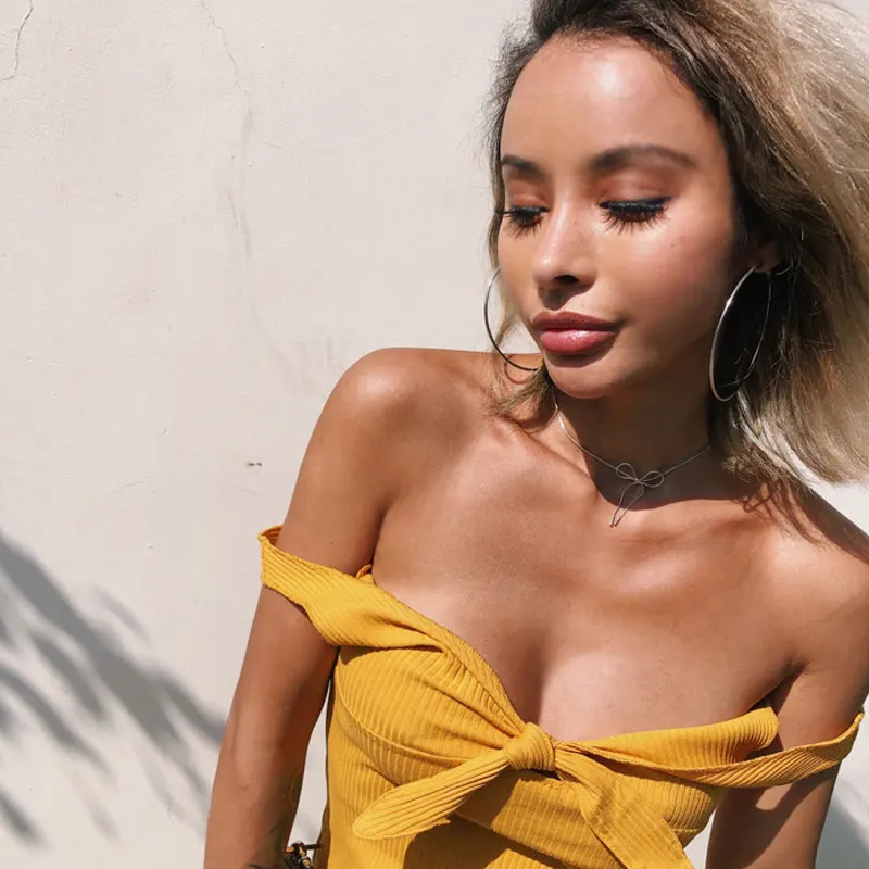

2021 Women Sexy Chest Knot Sweet Sling Dress Summer Fashion Sleeveless Sexy V-Neck Slim Mini Party Backless Ladies Dresses