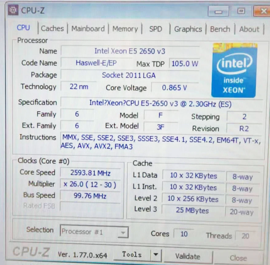 Процессор Intel Xeon E5-2650V3 QS версия 2,3 ГГц 25 м 10 ядер LGA2011-3 E5-2650 V3 E5-2650 V3 E5 2650V3