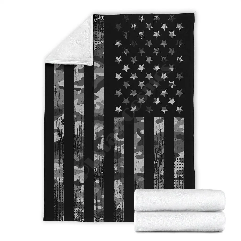

Gray Camouflage American Flag Feece blanket 3D Printed Blanket Adults/kids Sherpa Blanket On Bed Home Textiles Home Accessories