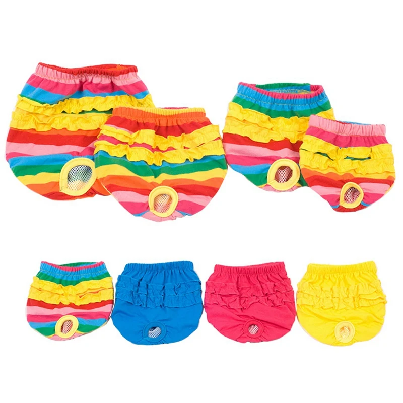 

Pet Dog Shorts Physiology Pants Colorful Striped Puppy Cute Diaper Sanitary Briefs