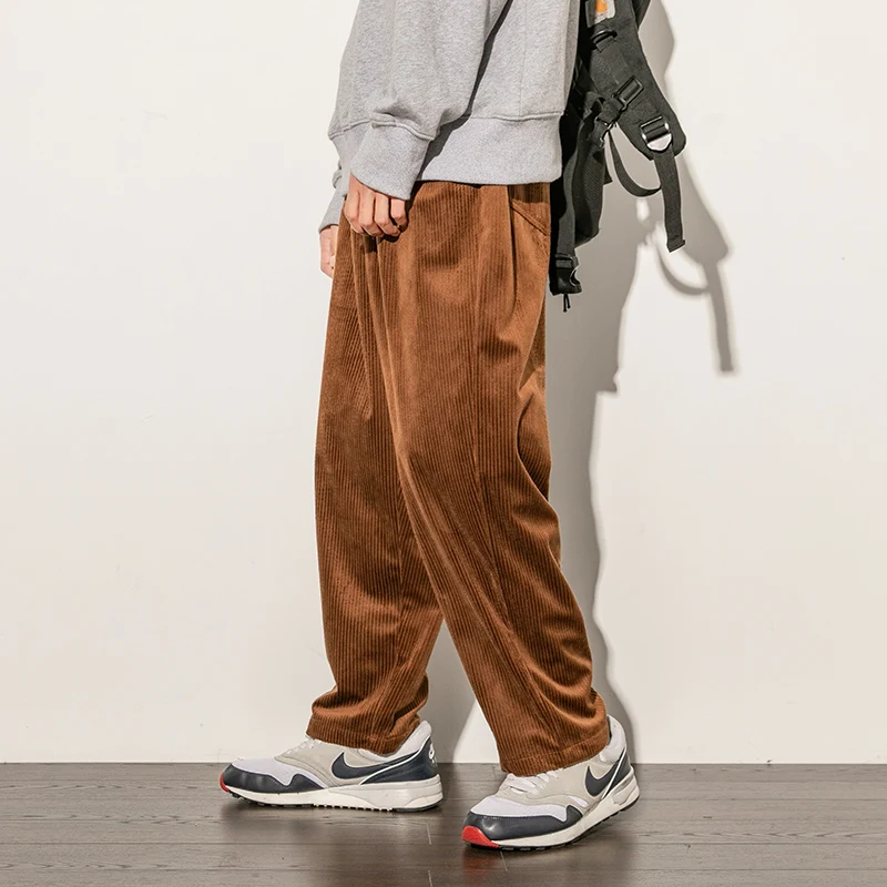 

Corduroy Pants Men Spring Autumn pants casual loose staight trousers mens Elastic waist sport pant male trousers M-5XL