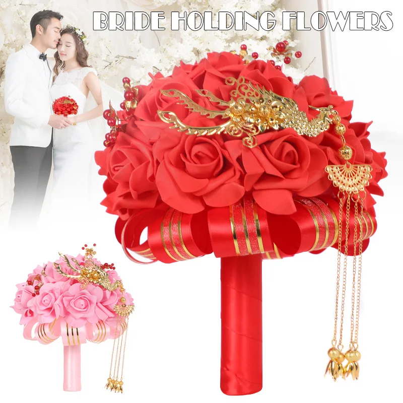 

Свадебный букет из бисера Имитация пузырь розы Букет искусственных цветов Букеты Свадебные для свадебное платье невесты вечерние украшения FOU99