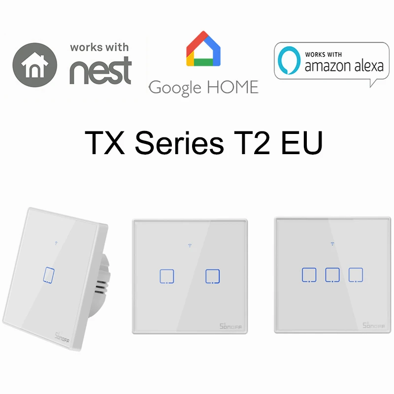 Sonoff T2 1 2 3 банды умный WiFi настенный светильник таймер RF/APP/Touch управление ЕС панель домашней автоматизации Google Nest/Alexa