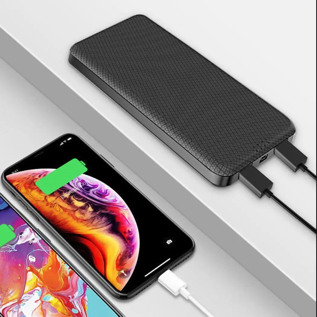 Быстрая зарядка 10000 мАч Внешний аккумулятор ультра тонкий портативный внешний