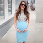 Платье для беременных женщин Новинка 2021 модная синяя красная юбка с коротким рукавом на бретелях костюм из двух частей мягкая удобная одежда для беременных