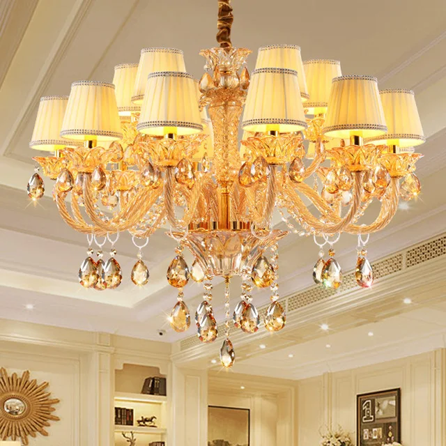 

Transparent / Cognac Crystal E14 Chandelier Living room dining room bedroom study lamp Business premises Lighting fixtures