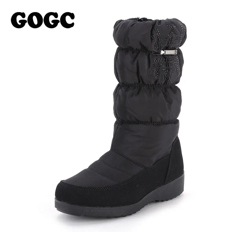GOGC женские зимние ботинки; стразы; высококачественные зимние ботинки; Женская водонепроницаемая зимняя обувь на нескользящей подошве; женские ботинки; 9854 - Цвет: G9854-1
