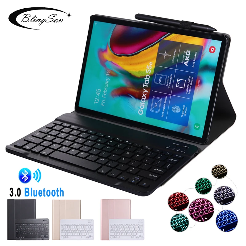 

Тонкий чехол с клавиатурой для Samsung Galaxy Tab S5e 10,5, чехол T720 T725 SM-T720, съемная Bluetooth-клавиатура, кожаный чехол