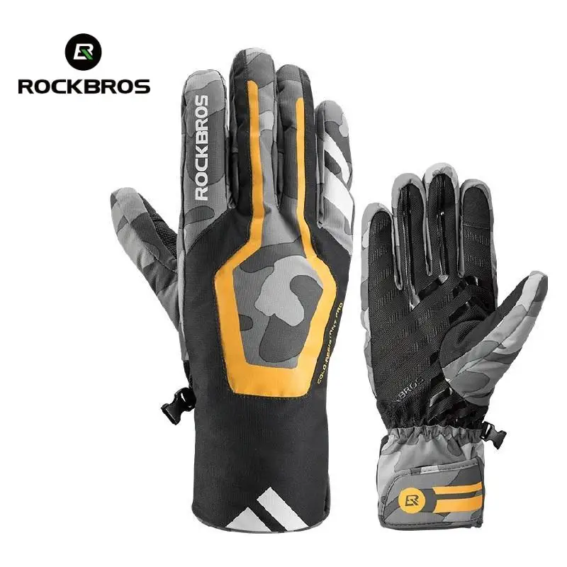 

ROCKBROS Warm Moto Gloves Winter Windproof Waterproof Motorcycle MTB Bike Gloves TPU Touch Screen Electric Scooter Accessories
