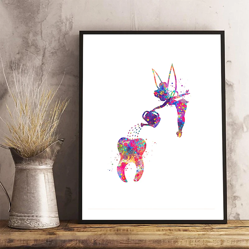 Стоматологическое Искусство Зуб Фея холст картина цвет воды настенный