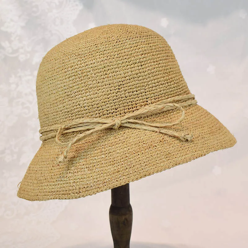 Женская соломенная шляпка из рафии пляжная шляпа с широкими полями SWDS018 летняя 2019