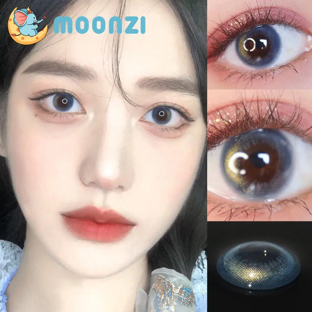 

MOONZI little blue exclusive unique contact lens small beauty Pupil Colored Contact Lenses for eyes yearly Myopia prescription