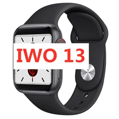 black iwo 13 Смарт часы 1:1 44 мм часы 5 IP68 водонепроницаемый T8 поддержка кровяного кислорода кровяное давление пульсометр умные часы - Цвет: black