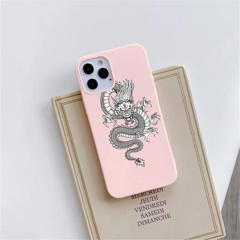 

Dragon Chinese art totem Phone Case Candy Color for iPhone 6 6S 7 8 11 12 XS X SE 2020 XR mini pro Plus MAX funda