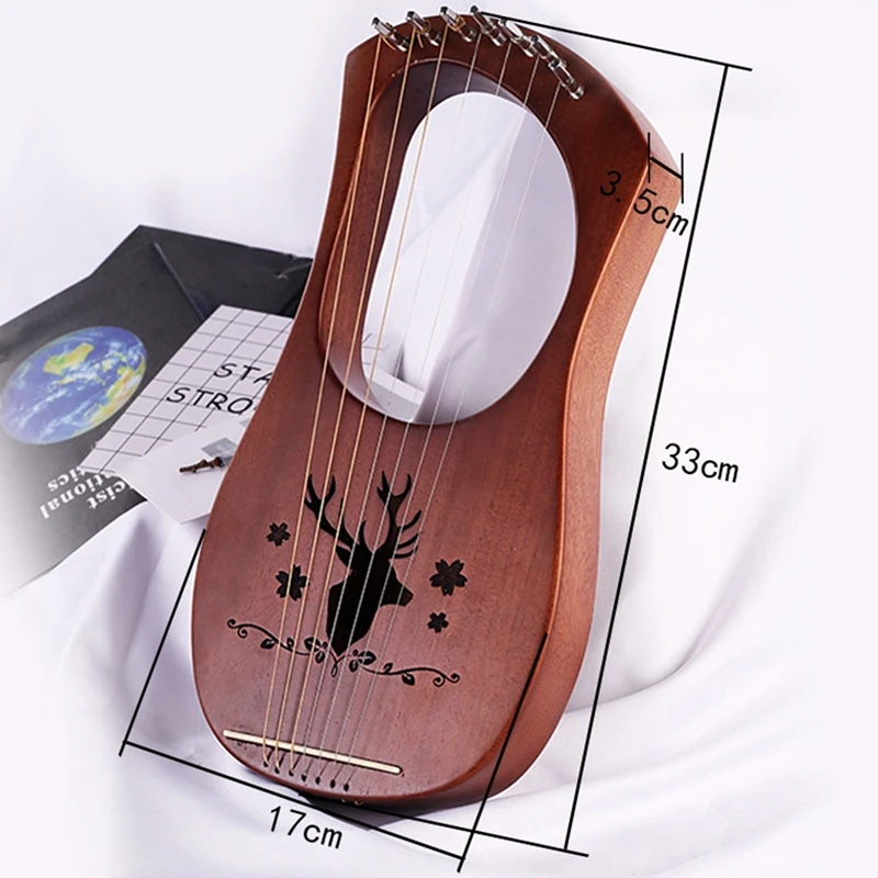7-String Lyre Harp Strings Solid Mahogany Wood String Instrument with Carry Bag Tuning Tool | Спорт и развлечения