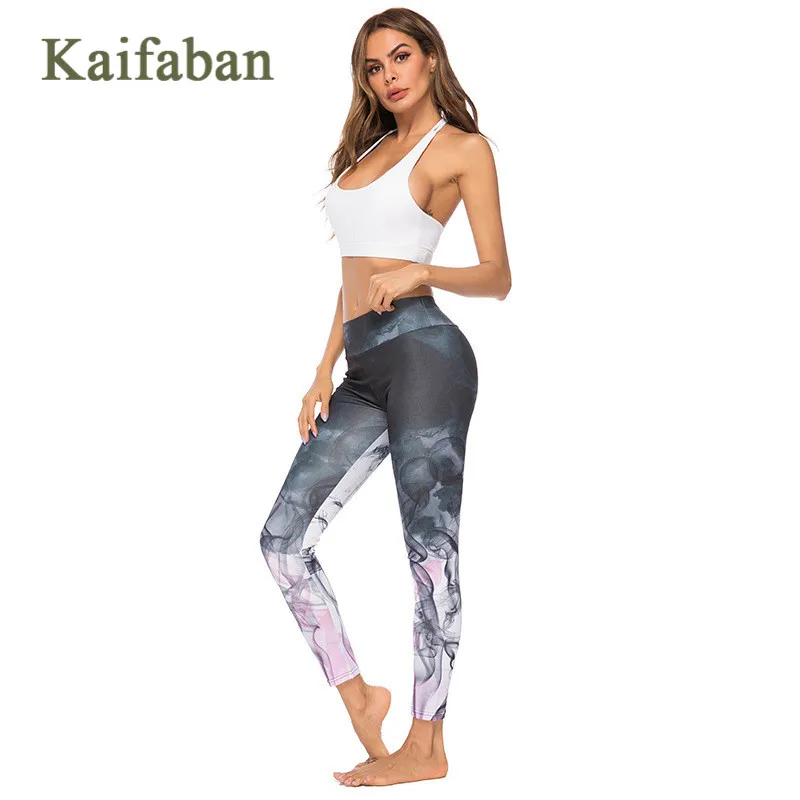 Женская спортивная одежда с градиентным принтом штаны для йоги леггинсы фитнеса