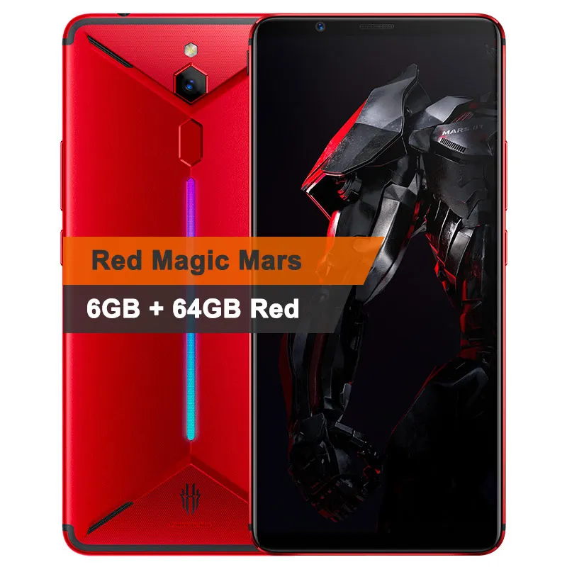 Мобильный телефон zte nubia Red Magic Mars, 6,0 дюймов, 6 ГБ ОЗУ, 64 Гб ПЗУ, Восьмиядерный процессор Snapdragon 845, фронтальная камера 16,0 Мп, задняя камера 8 Мп, игровой телефон - Цвет: Mars 6G 64G Red