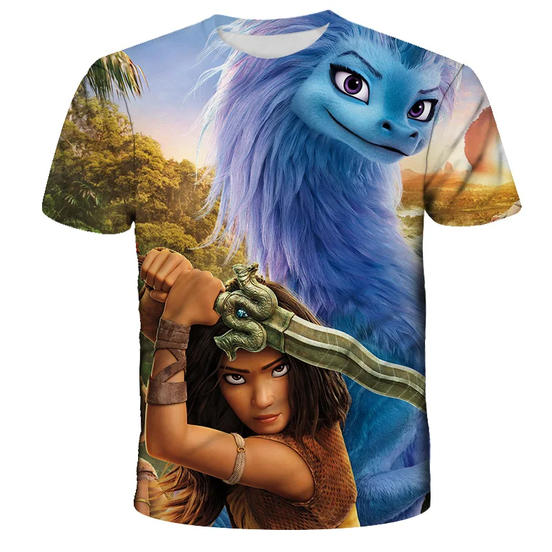 

Girl Raya And The Last Dragon T-shirt Disney Print Clothes Boys 3D Funny T-shirts Costume Children 2021 Summer Baby Tshirts Tops