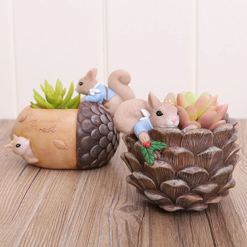 Милый горшок для растений с орехами полимерные горшки цветов маленький кашпо