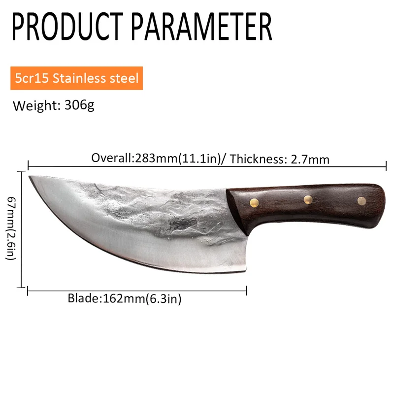 Кованый кухонный нож из нержавеющей стали для мяса нарезки в сербском стиле
