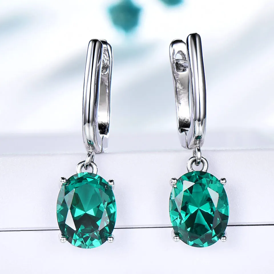 UMCHO Elegant 925 Sterling Silver Pendants Necklace Rings Earrings Nano Emerald Wedding Jewelry Sets For Women With Box Chain | Украшения и