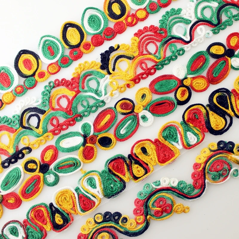 Кружевные тканевые ленты швейцарские разноцветные ткацкое шитье 3 ярда | Дом и