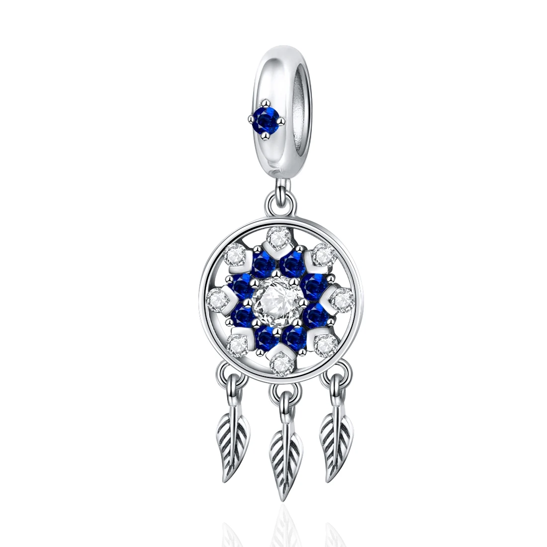 Jiayiqi Снежинка перо Ловец снов 925 пробы серебро CZ бусины подходят Pandora Шарм серебро 925 оригинальные ювелирные изделия DIY подарок - Окраска металла: Dreamcatcher
