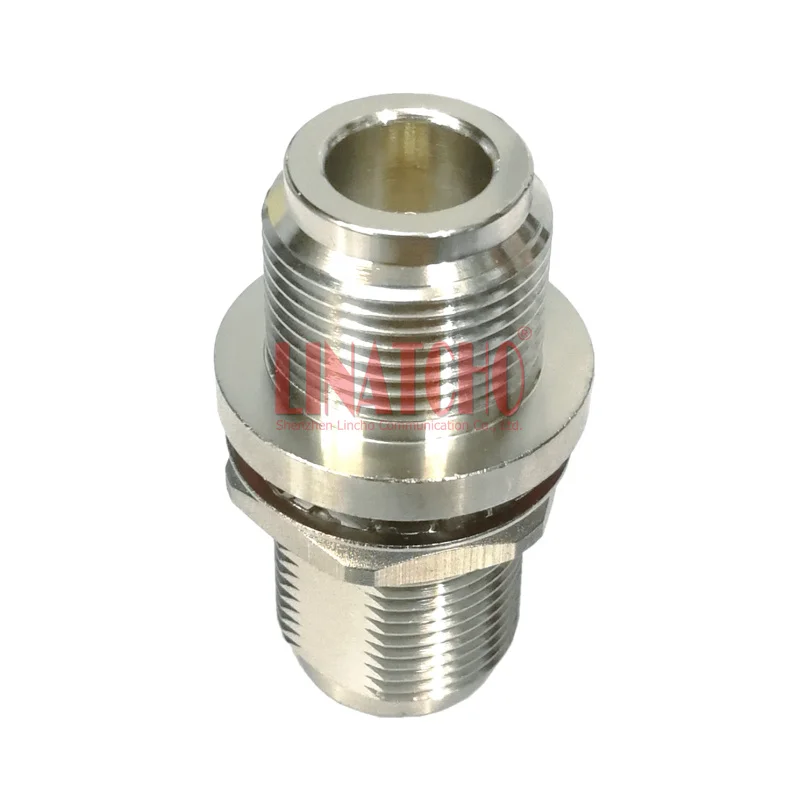 50 ohm brass rf coax waterproof threaded gasket n female to n female bulkhead adapter connector