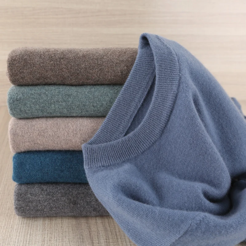 2019 зимний повседневный мужской свитер с круглым вырезом кашемировый трикотажный