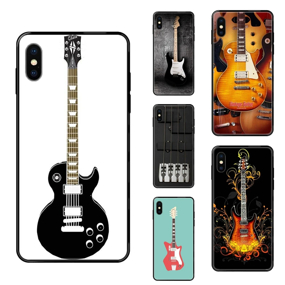 Черная мягкая ТПУ модная оригинальная крутая бас гитара для Apple iPhone 11 12 Pro X XR XS MAX 5