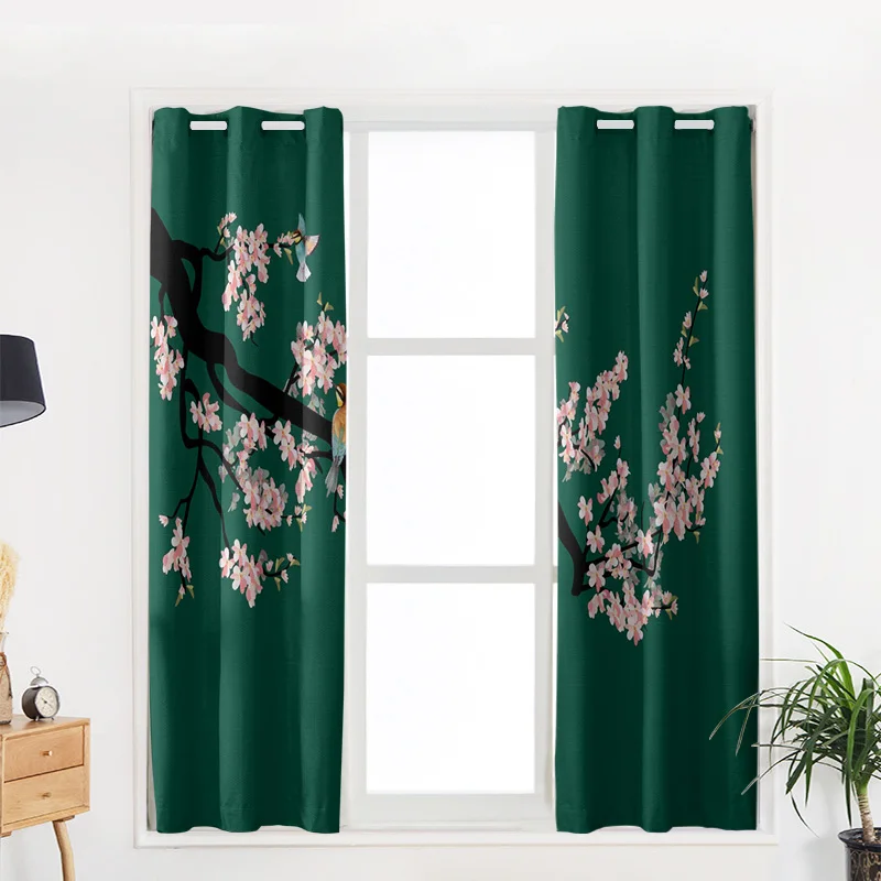 Весенние оконные шторы в китайском стиле с птичьими цветами для гостиной