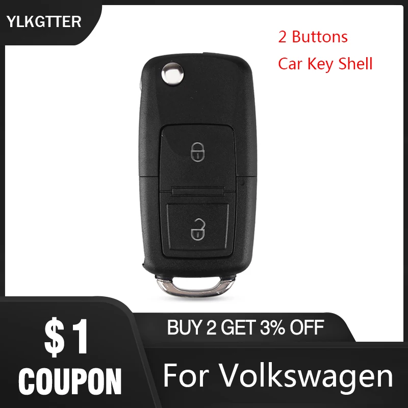 Складной автомобильный ключ YLKGTTER 2 кнопки для VW Polo Passat b5 Tiguan Golf VOLKSWAGEN|Ключ от авто|