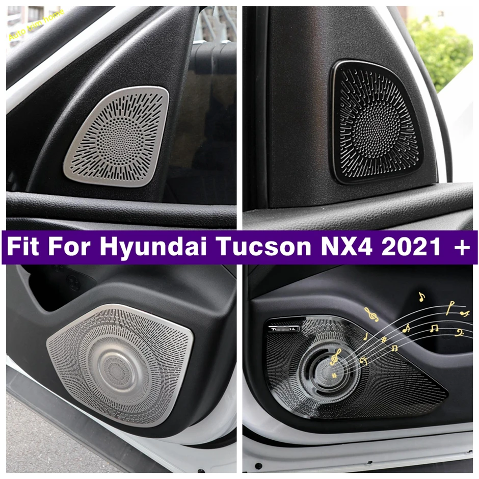 

Pillar A / Door Stereo Horn Hood Sound Speaker Audio Cover Trim For Hyundai Tucson NX4 2021 2022 Silver / Black Car Accessories