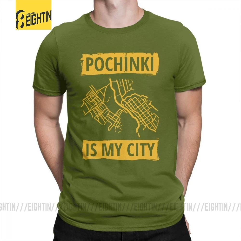 Армейский зеленый PUBG Pochinki Is My City футболка, винтажная забавная Мужская футболка с круглым вырезом, дышащая футболка с коротким рукавом, хлопок, футболки - Цвет: Армейский зеленый
