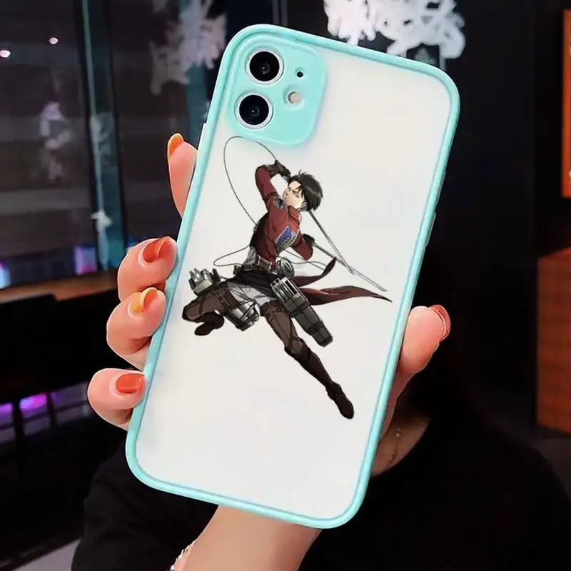 

attack on titan Phone Case Clear Funda matte transparent For blue iPhone 7 8 x xs xr 11 12 pro plus max mini
