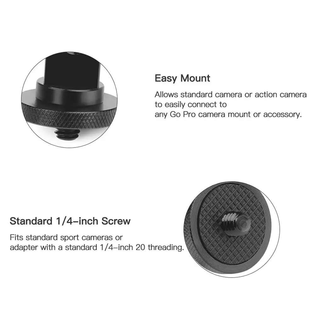 

CNC Aluminium Alloy 1/4 Mini Tripod Adapter Mount Holder for GoPro Hero 7/6