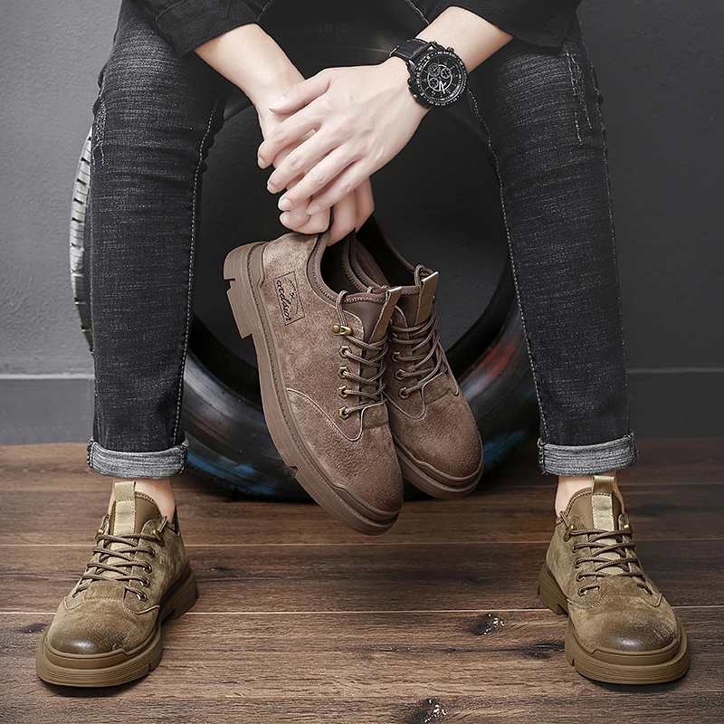 New Men Shoes High Quality Suede Leather Oxford Breathable Autumn Lace up Business Casual Outdoor Sneakers Comfortable | Обувь