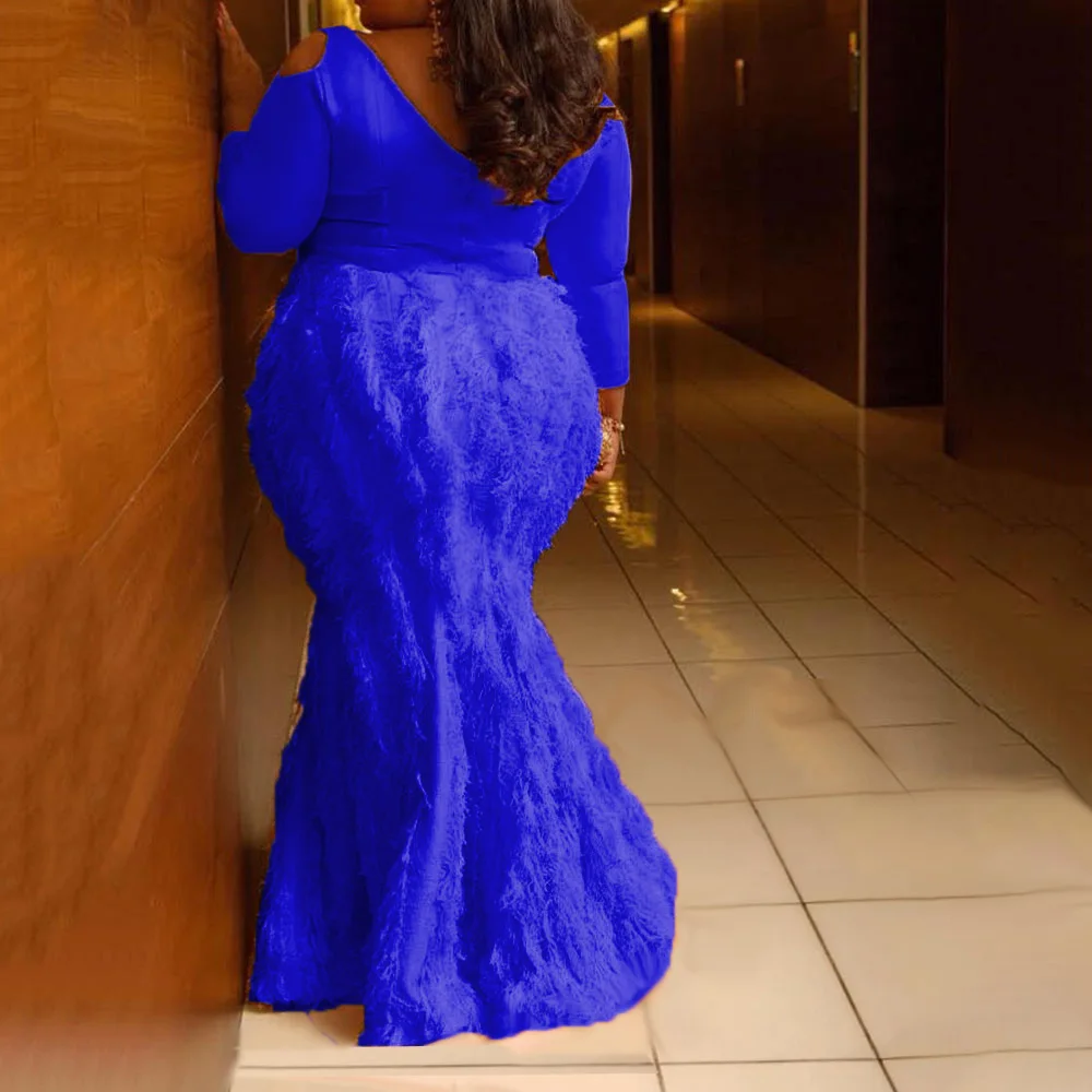 Желтое длинное вечернее платье русалки для клуба женское осеннее в африканском