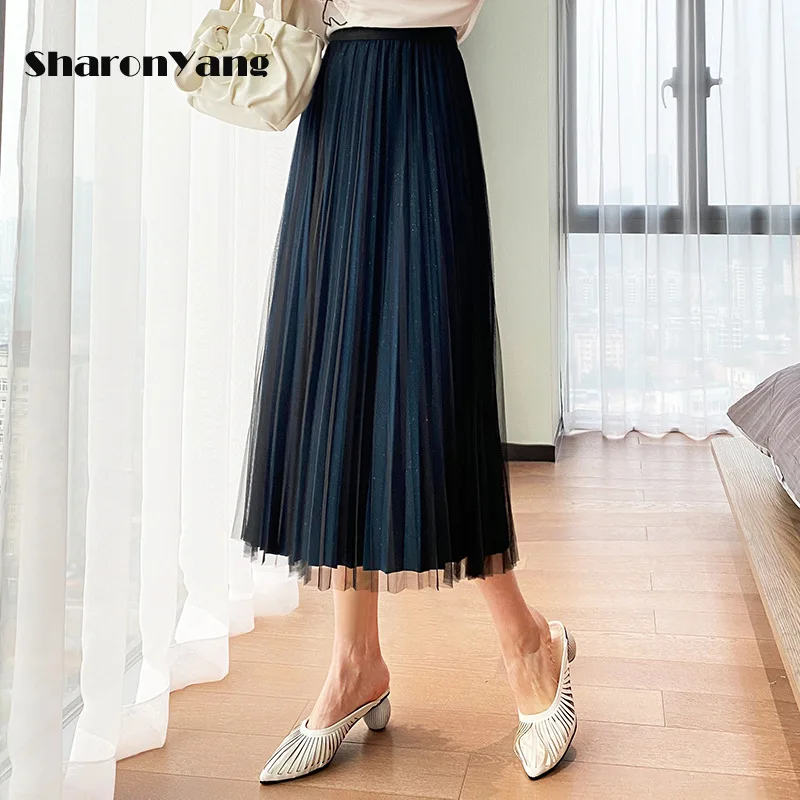 

High Waist Women Skirt Casual Vintage Pleated Midi Skirts Lady Fashion Simple Pleated Skirt Spring Summer