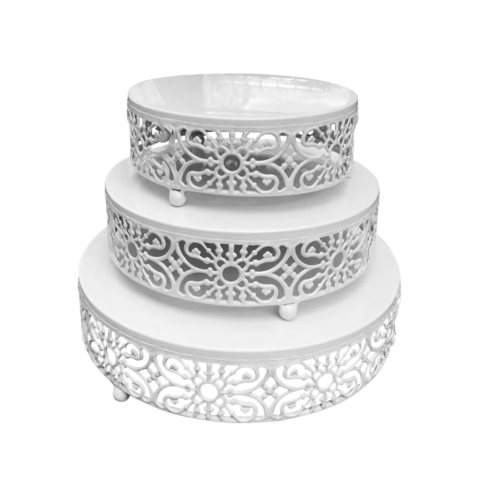 

3pcs Dessert Multifunctional Reusable Cake Stand Set Wedding Party Storage Cupcake Display Easy Clean Round Metal Home Decor