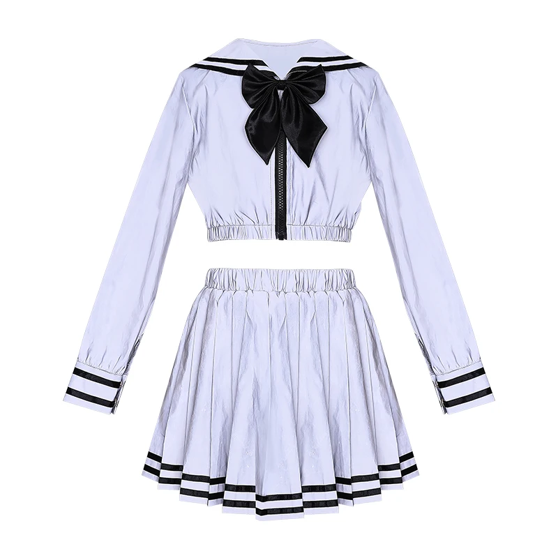 

2021 Girls Jazz Dance Costume Kids Hip-Hop Long Sleeve Tops Skirt Modern Street Dancing Clothes Children Catwalk Clothing