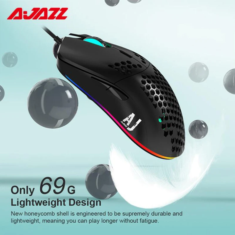 Игровая мышь Ajazz AJ390 с полым дизайном в виде сот цветной светодиодный светильник