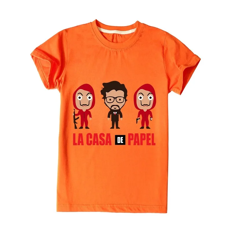 

2020 Funny Kids Short Sleeve Graphic Tshirts House of Paper Boys T Shirt Children La Casa De Papel Girls Money Heist Baby Tee