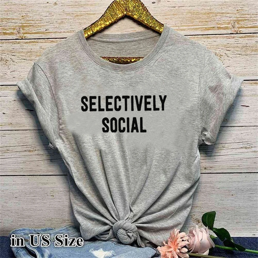 

SELECTIVELY SOCIAL Letter Print Yellow T Shirt Women Short Sleeve O Neck Tshirt Summer Women Causal Tee Shirt Tops Clothes WYJG