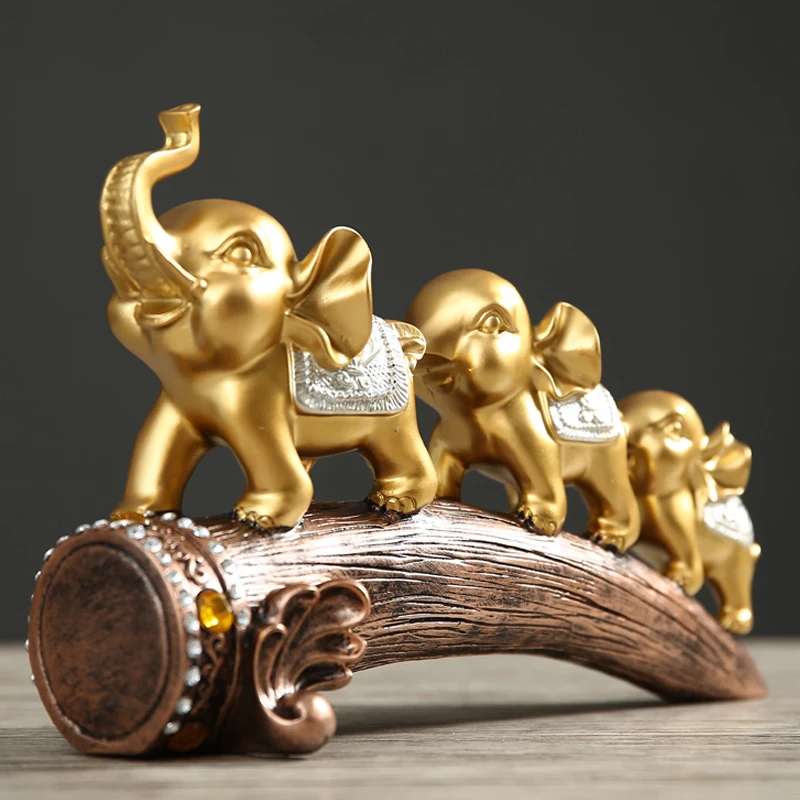 Золотой синий 3 Слон скульптура украшение креативное домашнее ремесло