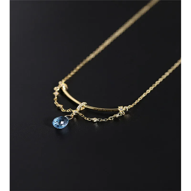 DAIMI небесно голубой топаз кулон женские драгоценные камни подлинное Серебро 925